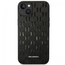Carcasa Karl Lagerfeld Saffiano Mono Metal Logo compatibila cu iPhone 14 Plus, Negru