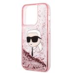 Carcasa Karl Lagerfeld Glitter Karl Head compatibila cu iPhone 14 Pro, Roz 7 - lerato.ro
