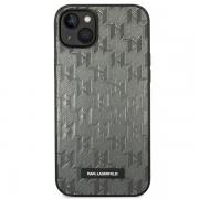 Carcasa Karl Lagerfeld Saffiano Mono Metal Logo compatibila cu iPhone 14 Plus, Gri