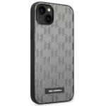 Carcasa Karl Lagerfeld Saffiano Mono Metal Logo compatibila cu iPhone 14 Plus, Gri 5 - lerato.ro