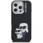 Carcasa Karl Lagerfeld IML Aquarelle Karl and Choupette Logo compatibila cu iPhone 16 Pro Max, Negru 2 - lerato.ro