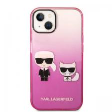 Carcasa Karl Lagerfeld Gradient Ikonik Karl and Choupette compatibila cu iPhone 14 Plus, Roz