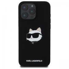 Carcasa Karl Lagerfeld Silicone Choupette Head Print cu MagSafe compatibila cu iPhone 16 Pro, Negru