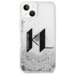 Carcasa Karl Lagerfeld Liquid Glitter Big KL compatibila cu iPhone 14, Silver 2 - lerato.ro