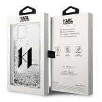 Carcasa Karl Lagerfeld Liquid Glitter Big KL compatibila cu iPhone 14, Silver 9 - lerato.ro