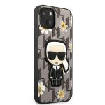 Carcasa Karl Lagerfeld Flower Ikonik Karl compatibila cu iPhone 13, Gri 5 - lerato.ro