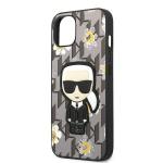 Carcasa Karl Lagerfeld Flower Ikonik Karl compatibila cu iPhone 13, Gri 7 - lerato.ro