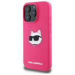 Carcasa Karl Lagerfeld Silicone Choupette Head Print cu MagSafe compatibila cu iPhone 16 Pro, Roz 3 - lerato.ro