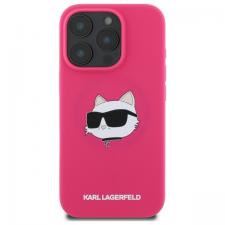 Carcasa Karl Lagerfeld Silicone Choupette Head Print cu MagSafe compatibila cu iPhone 16 Pro, Roz