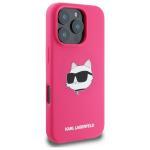 Carcasa Karl Lagerfeld Silicone Choupette Head Print cu MagSafe compatibila cu iPhone 16 Pro, Roz 5 - lerato.ro