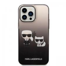 Carcasa Karl Lagerfeld Gradient Ikonik Karl and Choupette compatibila cu iPhone 14 Pro, Negru