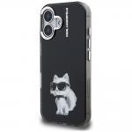 Carcasa Karl Lagerfeld IML Aquarelle Choupette Logo compatibila cu iPhone 16, Negru 3 - lerato.ro