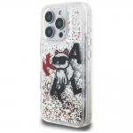 Carcasa Karl Lagerfeld Liquid Glitter Choupette Logo compatibila cu iPhone 16 Pro, Transparent 3 - lerato.ro