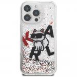 Carcasa Karl Lagerfeld Liquid Glitter Choupette Logo compatibila cu iPhone 16 Pro, Transparent 2 - lerato.ro
