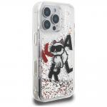 Carcasa Karl Lagerfeld Liquid Glitter Choupette Logo compatibila cu iPhone 16 Pro, Transparent 5 - lerato.ro