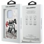Carcasa Karl Lagerfeld Liquid Glitter Choupette Logo compatibila cu iPhone 16 Pro, Transparent 9 - lerato.ro