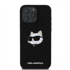 Carcasa Karl Lagerfeld Silicone Choupette Head Print cu MagSafe compatibila cu iPhone 16 Pro Max, Negru