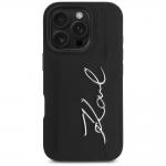 Carcasa Karl Lagerfeld HC Grained PU Cardslot Metal Signature compatibila cu iPhone 16 Pro Max, Negru 2 - lerato.ro