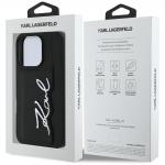 Carcasa Karl Lagerfeld HC Grained PU Cardslot Metal Signature compatibila cu iPhone 16 Pro Max, Negru 9 - lerato.ro