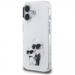 Carcasa Karl Lagerfeld IML Aquarelle Karl and Choupette Logo compatibila cu iPhone 16, Alb 3 - lerato.ro