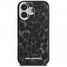 Carcasa Karl Lagerfeld IML Leopard Pattern cu MagSafe compatibila cu iPhone 16, Negru