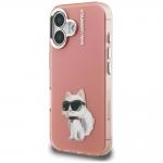Carcasa Karl Lagerfeld IML Aquarelle Choupette Logo compatibila cu iPhone 16, Roz 3 - lerato.ro