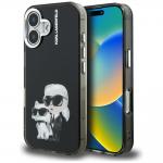 Carcasa Karl Lagerfeld IML Aquarelle Karl and Choupette Logo compatibila cu iPhone 16, Negru 4 - lerato.ro