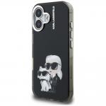 Carcasa Karl Lagerfeld IML Aquarelle Karl and Choupette Logo compatibila cu iPhone 16, Negru 3 - lerato.ro