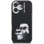 Carcasa Karl Lagerfeld IML Aquarelle Karl and Choupette Logo compatibila cu iPhone 16, Negru 2 - lerato.ro