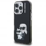 Carcasa Karl Lagerfeld IML Aquarelle Karl and Choupette Logo compatibila cu iPhone 16 Pro, Negru 3 - lerato.ro