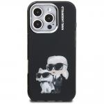 Carcasa Karl Lagerfeld IML Aquarelle Karl and Choupette Logo compatibila cu iPhone 16 Pro, Negru 2 - lerato.ro