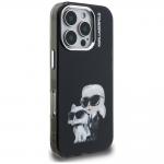 Carcasa Karl Lagerfeld IML Aquarelle Karl and Choupette Logo compatibila cu iPhone 16 Pro, Negru 5 - lerato.ro