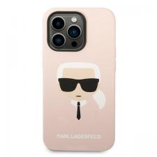 Carcasa Karl Lagerfeld Silicone Karl Head Magsafe compatibila cu iPhone 14 Pro, Roz