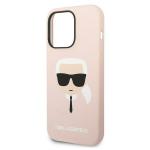 Carcasa Karl Lagerfeld Silicone Karl Head Magsafe compatibila cu iPhone 14 Pro, Roz 7 - lerato.ro