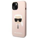 Carcasa Karl Lagerfeld Silicon Karl Head cu Magsafe compatibila cu iPhone 14 Plus, Roz 3 - lerato.ro