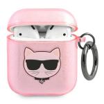 Carcasa Karl Lagerfeld Choupette Head compatibila cu Apple AirPods 1/2, Roz 2 - lerato.ro