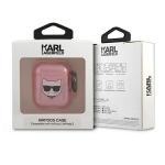 Carcasa Karl Lagerfeld Choupette Head compatibila cu Apple AirPods 1/2, Roz 5 - lerato.ro