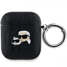 Karl Lagerfeld Style, Carcasa Karl Lagerfeld Monogram Karl and Choupette Head compatibila cu Apple AirPods 1/2, Negru, lerato.ro