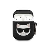 Carcasa Karl Lagerfeld Silicone Choupette compatibila cu Apple AirPods 1/2, Negru 2 - lerato.ro