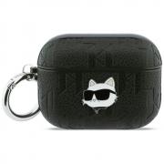 Carcasa Karl Lagerfeld Monogram Choupette compatibila cu Apple AirPods Pro 3, Negru