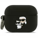 Carcasa Karl Lagerfeld Silicone Karl and Chaupette Head 3D compatibila cu Apple AirPods Pro 3, Negru 2 - lerato.ro