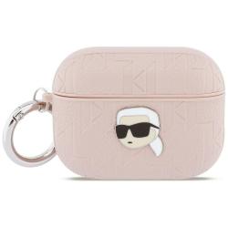 Carcasa Karl Lagerfeld Monogram Karl Head compatibila cu Apple AirPods Pro 3, Roz