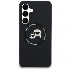 Carcasa Karl Lagerfeld Silicone Karl and Choupette Heads cu MagSafe compatibila cu Samsung Galaxy S25 FE, Negru