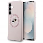 Carcasa Karl Lagerfeld Silicone Karl and Choupette Heads cu MagSafe compatibila cu Samsung Galaxy S25 FE, Roz 4 - lerato.ro