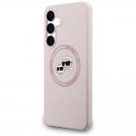 Carcasa Karl Lagerfeld Silicone Karl and Choupette Heads cu MagSafe compatibila cu Samsung Galaxy S25 FE, Roz 3 - lerato.ro