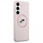 Carcasa Karl Lagerfeld Silicone Karl and Choupette Heads cu MagSafe compatibila cu Samsung Galaxy S25 FE, Roz 5 - lerato.ro
