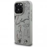 Carcasa Karl Lagerfeld Grained Pattern and Logo cu MagSafe compatibila cu iPhone 16 Pro Max, Gri 3 - lerato.ro