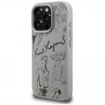 Carcasa Karl Lagerfeld Grained Pattern and Logo cu MagSafe compatibila cu iPhone 16 Pro, Gri 3 - lerato.ro