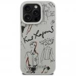 Carcasa Karl Lagerfeld Grained Pattern and Logo cu MagSafe compatibila cu iPhone 16 Pro, Gri 2 - lerato.ro
