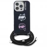 Carcasa Karl Lagerfeld IML Crossbody Karl and Choupette compatibila cu iPhone 16 Pro, Negru 2 - lerato.ro